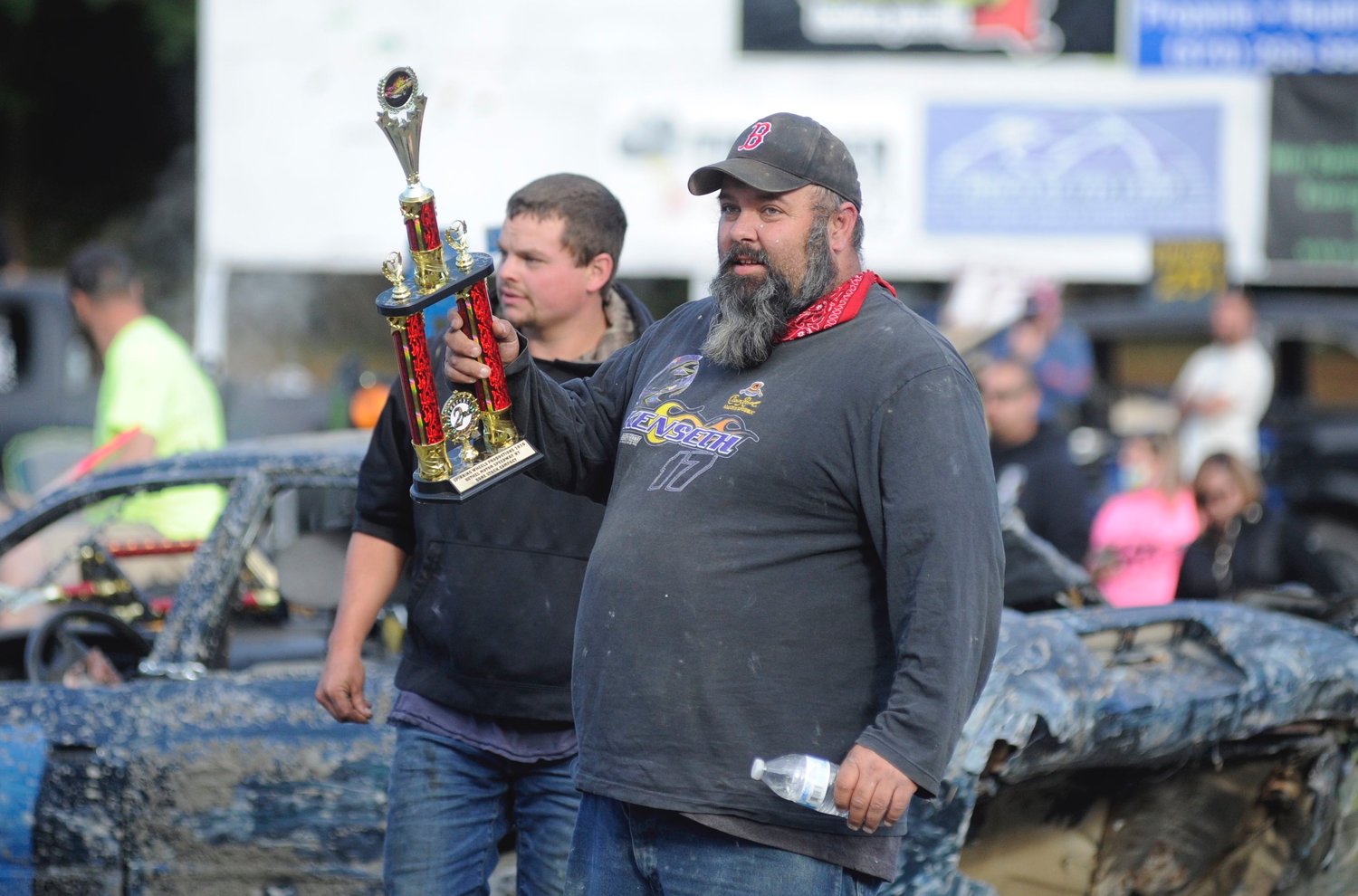 Last man standing. Tommy Goodspeed, winner of the bone stock compact division, was walking proud after the contest.